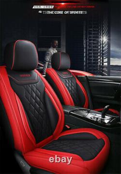 Red-Black PU Leather Car Seat Covers Cushion Full Set Deluxe Edition For 5-Seats