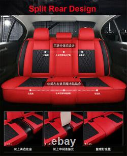 Red-Black PU Leather Car Seat Covers Cushion Full Set Deluxe Edition For 5-Seats