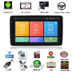 Rotatable Single 1Din 10.1'' Quad Core Android 9.1 Car GPS WiFi MP5 Player 1+16G