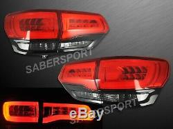 Set of 4pcs Red Smoke LED Taillights with Black Trim for 2014-2017 Grand Cherokee