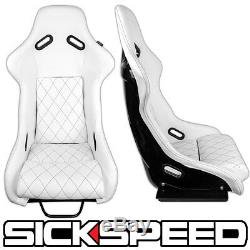 Sickspeed Gaijin Series White Diamond Stitch Racing Vip Bucket Seats P6