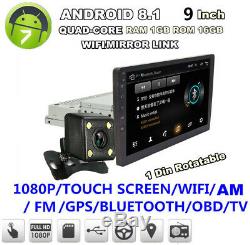 Single DIN 9 Touch Screen Android 8.1 Car Stereo Radio GPS WiFi with Rear Camera