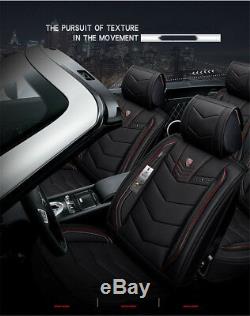Sport Racing Full Set Car Seat Cover PU Leather Front + Rear Black & Red