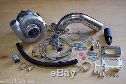 T3/T4 Turbocharger Kit T3 T4 Turbo, Downpipe, BOV, Braided Stainless Feed