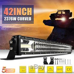 Tri ROW 42INCH 2376W Curved LED Car Light Bar Offroad Fit For Ford F250 Dodage