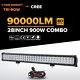 Tri-Row 28Inch 900W Led Work Light Bar Spot Flood Offroad Driving 4WD Truck 30