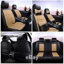 US Luxury 5-Seats Car Seat Cover PU Leather Front&Rear SUV Cushion Set Universal