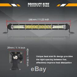 Ultra-thin 12inch 260W LED Light Bar Spot Flood Combo Offroad SUV Single Row 10