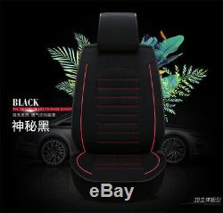 Universal 5-Seats Black Linen Car Seat Cover Cushion Set Front +Rear Accessories