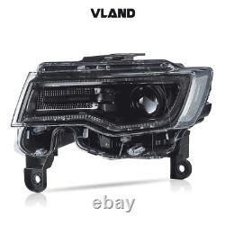 VLAND Black Full LED Headlights For 2014-22 Jeep Grand Cherokee with Animation