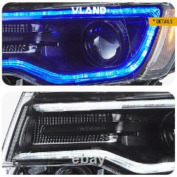 VLAND Black Full LED Headlights For 2014-22 Jeep Grand Cherokee with Animation