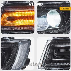 VLAND Black Full LED Headlights For 2014-22 Jeep Grand Cherokee with Animation