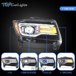 VLAND Chrome LED Projector Headlights For 11-13 Jeep Grand Cherokee WithSequential