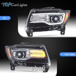 VLAND Chrome LED Projector Headlights For 11-13 Jeep Grand Cherokee WithSequential