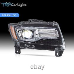 VLAND Chrome LED Projector Headlights For 11-13 Jeep Grand Cherokee WithSequential