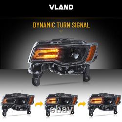 VLAND For 2014-2022 Jeep Grand Cherokee LED Projector Headlights withBlack Housing