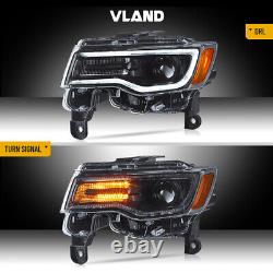 VLAND For 2014-2022 Jeep Grand Cherokee LED Projector Headlights withBlack Housing