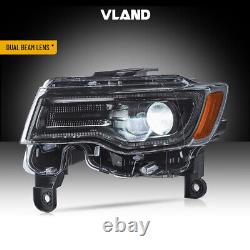 VLAND For 2014-2022 Jeep Grand Cherokee LED Projector Headlights withBlack Housing