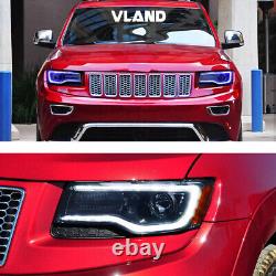 VLAND For 2014-2022 Jeep Grand Cherokee LED Projector Headlights withBlack Housing