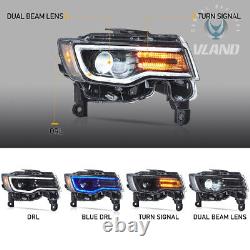 VLAND For Jeep Grand Cherokee 2014-2022 LED Headlights WithBlue DRL Animation