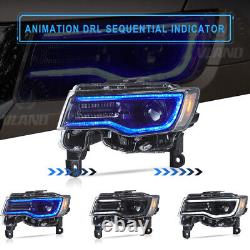 VLAND For Jeep Grand Cherokee 2014-2022 LED Headlights WithBlue DRL Animation