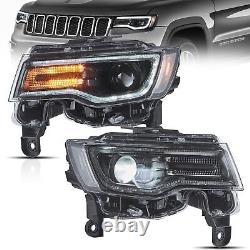 VLAND Full LED Headlights For 2014-2022 Jeep Grand Cherokee Blue DRL Startup