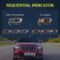 VLAND Full LED Headlights For 2014-2022 Jeep Grand Cherokee Blue DRL Startup