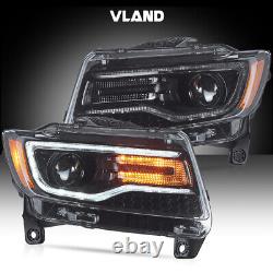 VLAND LED Black Headlight For 2011-2013 Jeep Grand Cherokee Sequential Assembly