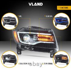 VLAND LED Black Headlight For 2011-2013 Jeep Grand Cherokee Sequential Assembly