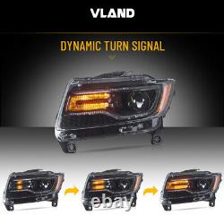 VLAND LED Black Headlight For 2011-2013 Jeep Grand Cherokee Sequential Assembly