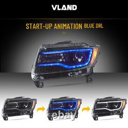 VLAND LED Black Headlight For 2011-2013 Jeep Grand Cherokee Sequential Assembly