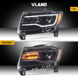 VLAND LED Black Headlight For 2011-2013 Jeep Grand Cherokee Sequential Assembly