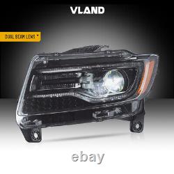 VLAND LED Black Headlight For 2011-2013 Jeep Grand Cherokee Sequential Assembly