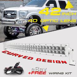WHITE 560W 42 CREE LED Work Light Bar Curved Flood Spot Offroad Truck 4WD 50/52